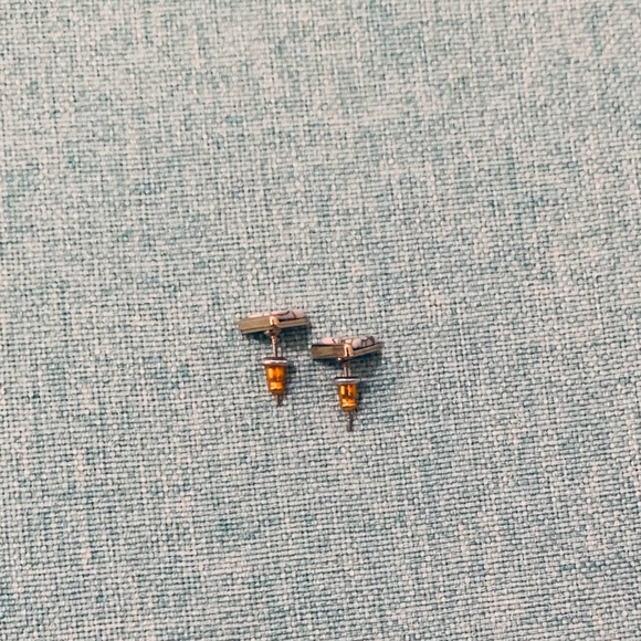 Triangle Stud Earrings White Marble - Picture 2 of 4